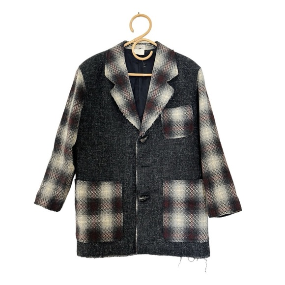 Matsuda Nicole Tokyo Japan Vintage distressed plaid  blazer - Picture 1 of 14